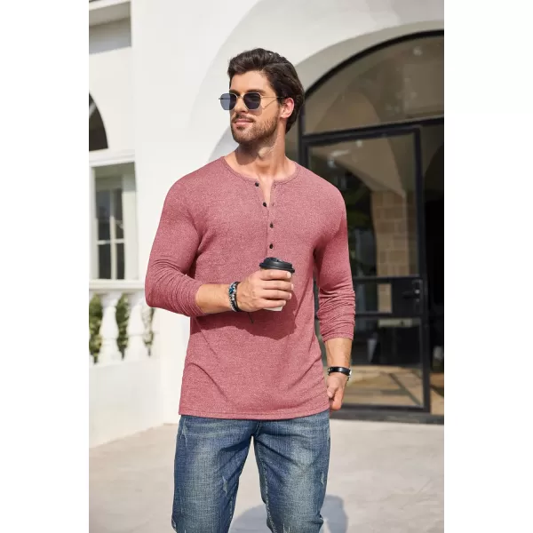 COOFANDY Men's 2Pack Slim Fit Henley Shirts Long Sleeve Lightweight Fashion Casual Cotton Basic T Shirts