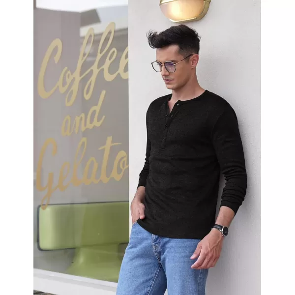 COOFANDY Men's 2Pack Slim Fit Henley Shirts Long Sleeve Lightweight Fashion Casual Cotton Basic T Shirts
