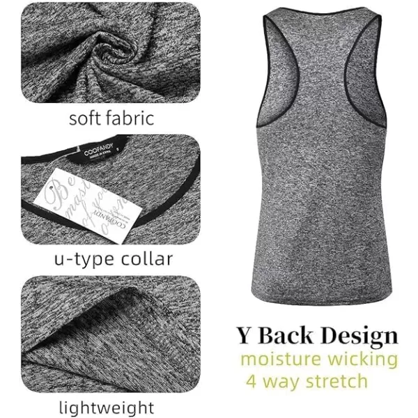 COOFANDY Men's 3 Pack Gym Tank Tops Y-Back Workout Muscle Tee Sleeveless Fitness Bodybuilding T Shirts