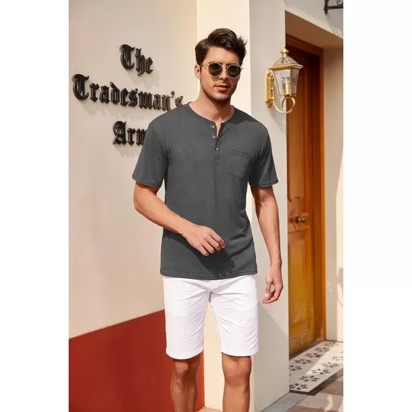 COOFANDY Men's 3 Pack Henley Shirts Short Sleeve Casual Basic Tees Classic Henley Summer Solid T Shirts with Pocket