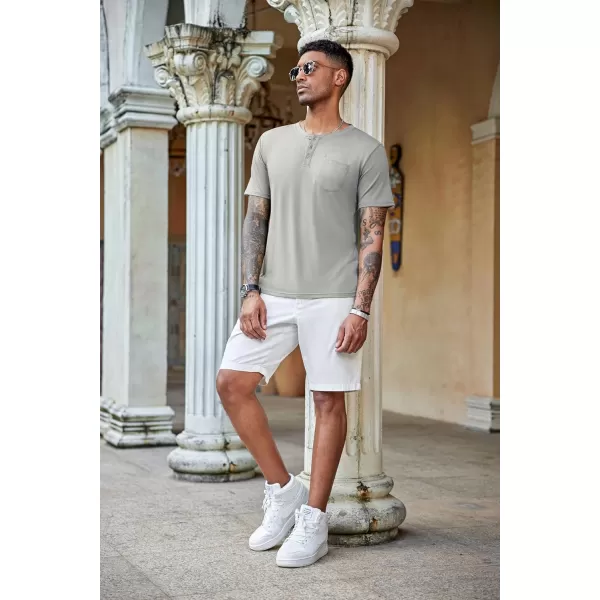 COOFANDY Men's 3 Pack Henley Shirts Short Sleeve Casual Basic Tees Classic Henley Summer Solid T Shirts with Pocket