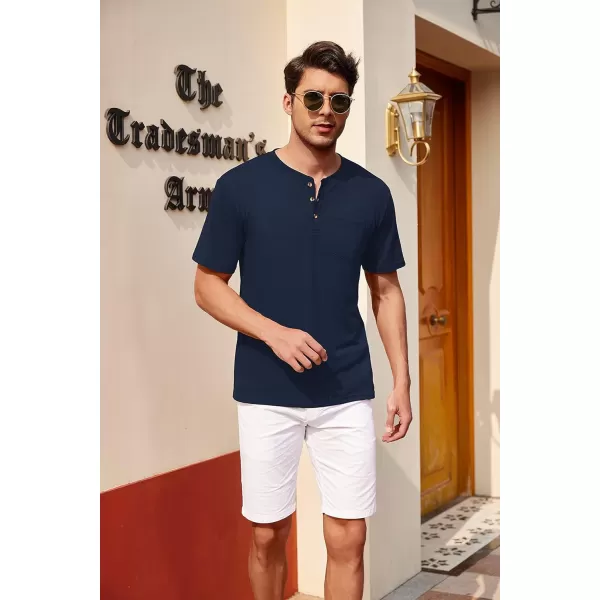 COOFANDY Men's 3 Pack Henley Shirts Short Sleeve Casual Basic Tees Classic Henley Summer Solid T Shirts with Pocket
