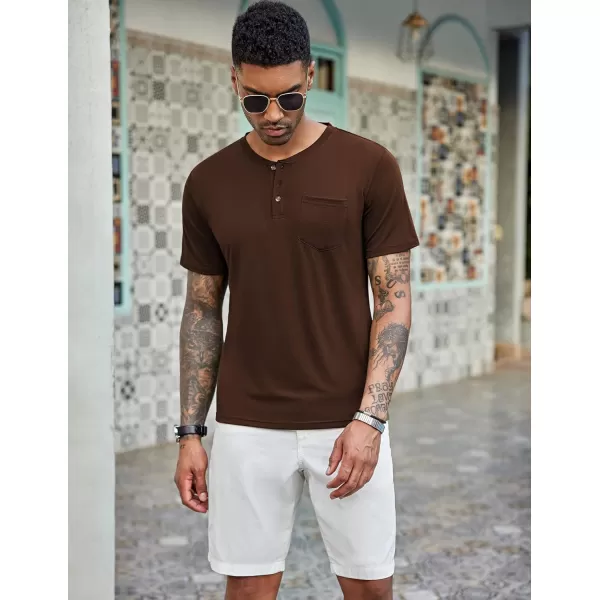 COOFANDY Men's 3 Pack Henley Shirts Short Sleeve Casual Basic Tees Classic Henley Summer Solid T Shirts with Pocket