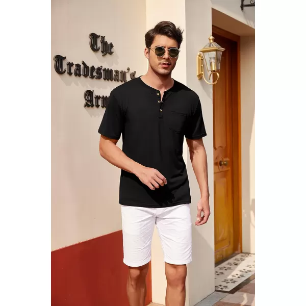 COOFANDY Men's 3 Pack Henley Shirts Short Sleeve Casual Basic Tees Classic Henley Summer Solid T Shirts with Pocket