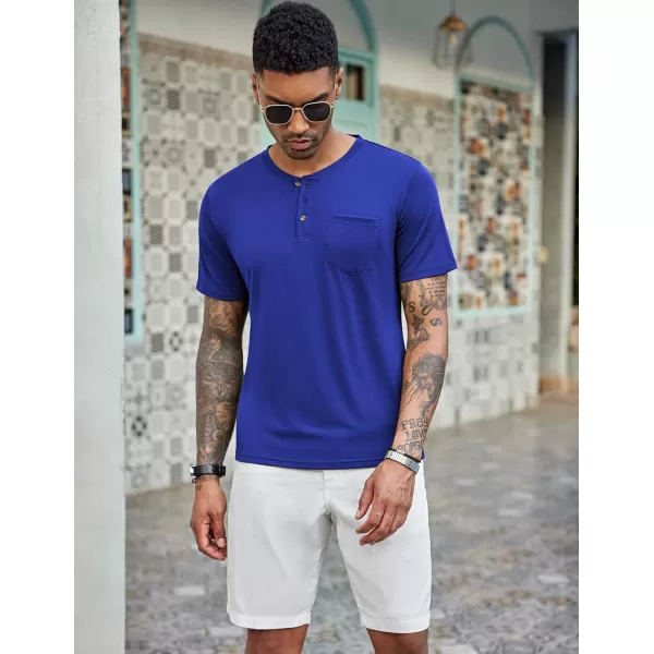 COOFANDY Men's 3 Pack Henley Shirts Short Sleeve Casual Basic Tees Classic Henley Summer Solid T Shirts with Pocket