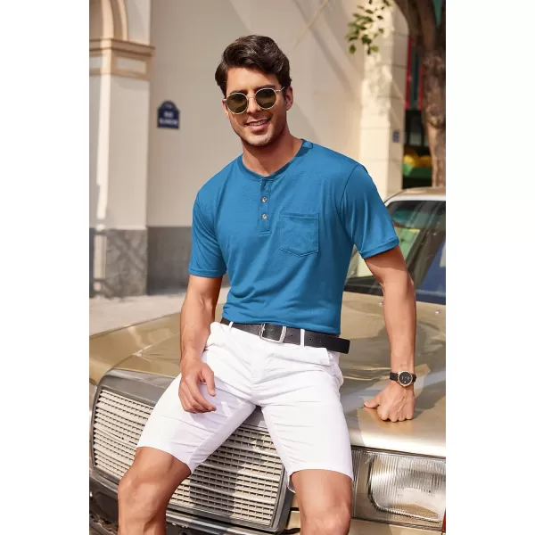 COOFANDY Men's 3 Pack Henley Shirts Short Sleeve Casual Basic Tees Classic Henley Summer Solid T Shirts with Pocket