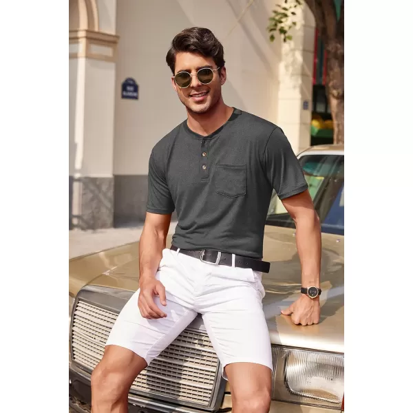 COOFANDY Men's 3 Pack Henley Shirts Short Sleeve Casual Basic Tees Classic Henley Summer Solid T Shirts with Pocket