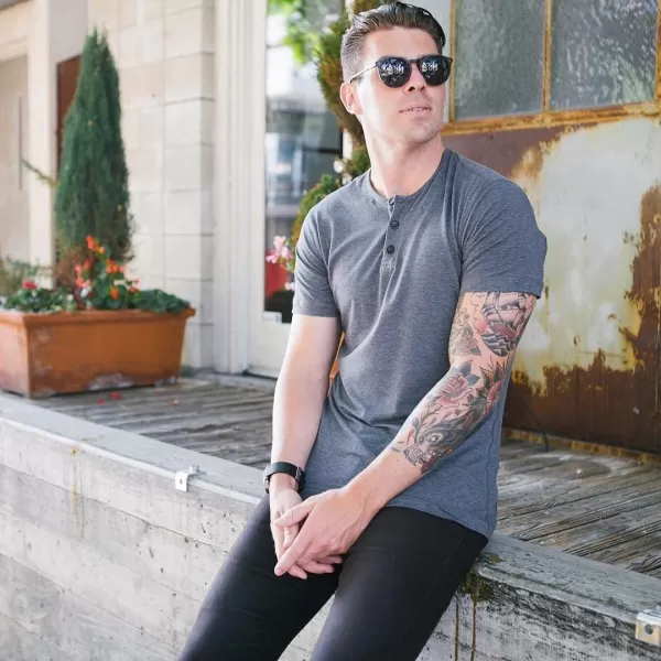 COOFANDY Men's 3 Pack Henley Shirts Short Sleeve Casual Basic Tees Classic Henley Summer Solid T Shirts with Pocket