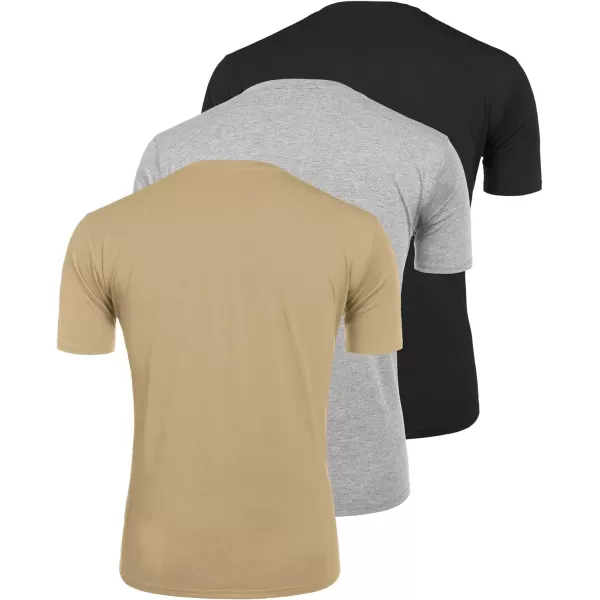 COOFANDY Men's 3 Pack Henley Shirts Short Sleeve Casual Basic Tees Classic Henley Summer Solid T Shirts with Pocket