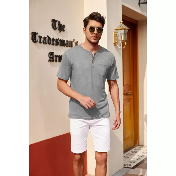 COOFANDY Men's 3 Pack Henley Shirts Short Sleeve Casual Basic Tees Classic Henley Summer Solid T Shirts with Pocket