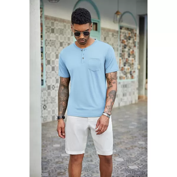 COOFANDY Men's 3 Pack Henley Shirts Short Sleeve Casual Basic Tees Classic Henley Summer Solid T Shirts with Pocket