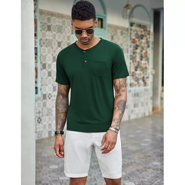 COOFANDY Men's 3 Pack Henley Shirts Short Sleeve Casual Basic Tees Classic Henley Summer Solid T Shirts with Pocket
