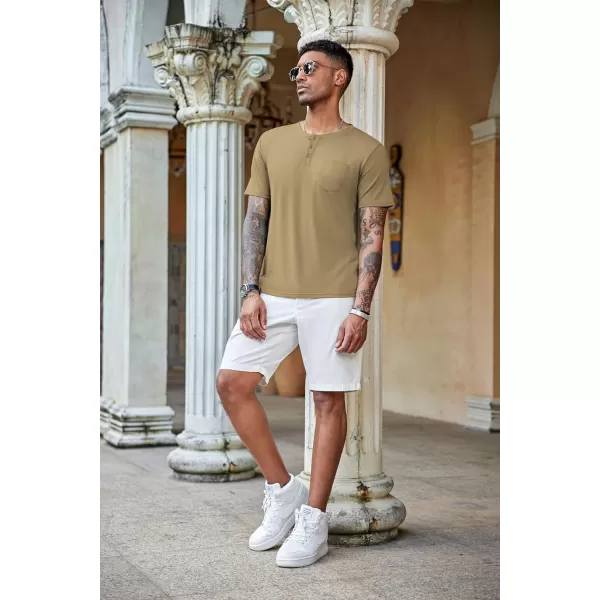 COOFANDY Men's 3 Pack Henley Shirts Short Sleeve Casual Basic Tees Classic Henley Summer Solid T Shirts with Pocket