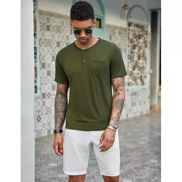 COOFANDY Men's 3 Pack Henley Shirts Short Sleeve Casual Basic Tees Classic Henley Summer Solid T Shirts with Pocket