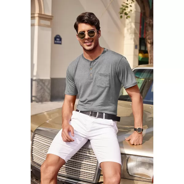 COOFANDY Men's 3 Pack Henley Shirts Short Sleeve Casual Basic Tees Classic Henley Summer Solid T Shirts with Pocket