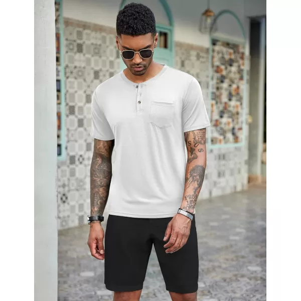 COOFANDY Men's 3 Pack Henley Shirts Short Sleeve Casual Basic Tees Classic Henley Summer Solid T Shirts with Pocket