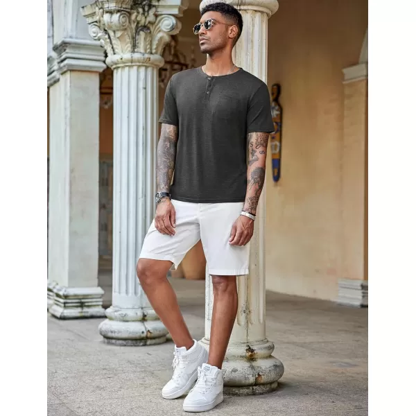 COOFANDY Men's 3 Pack Henley Shirts Short Sleeve Casual Basic Tees Classic Henley Summer Solid T Shirts with Pocket