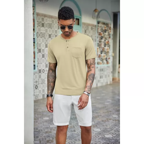 COOFANDY Men's 3 Pack Henley Shirts Short Sleeve Casual Basic Tees Classic Henley Summer Solid T Shirts with Pocket