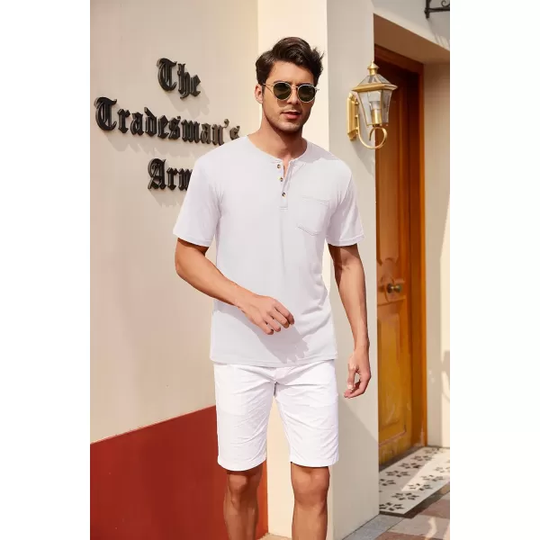 COOFANDY Men's 3 Pack Henley Shirts Short Sleeve Casual Basic Tees Classic Henley Summer Solid T Shirts with Pocket