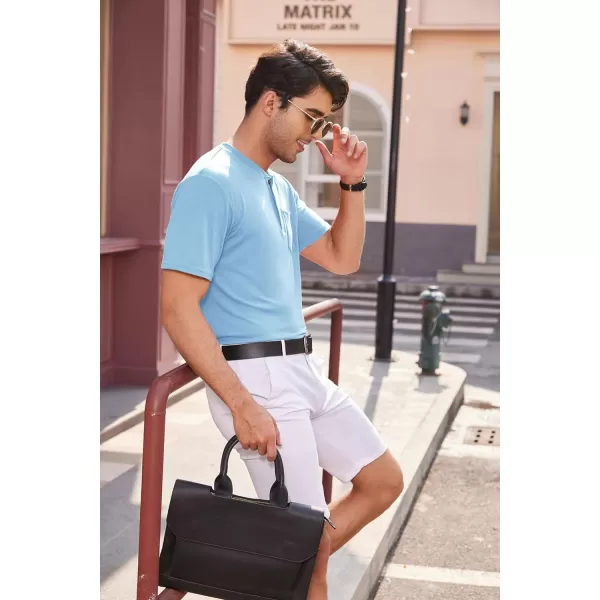 COOFANDY Men's 3 Pack Henley Shirts Short Sleeve Casual Basic Tees Classic Henley Summer Solid T Shirts with Pocket