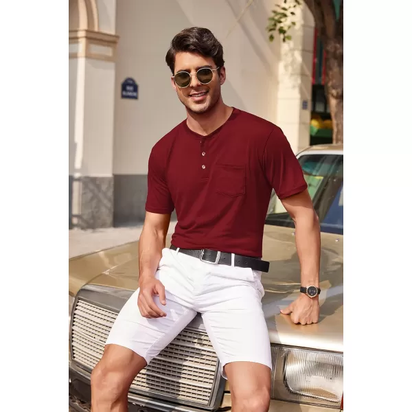 COOFANDY Men's 3 Pack Henley Shirts Short Sleeve Casual Basic Tees Classic Henley Summer Solid T Shirts with Pocket