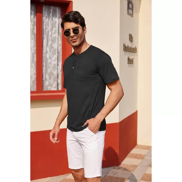 COOFANDY Men's 3 Pack Henley Shirts Short Sleeve Casual Basic Tees Classic Henley Summer Solid T Shirts with Pocket