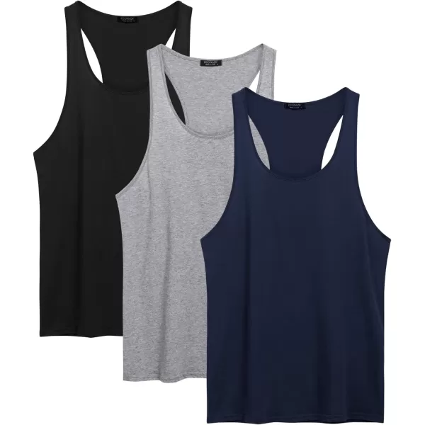 COOFANDY Men's 3 Pack Tank Tops Cotton Performance Sleeveless Casual Classic T Shirts