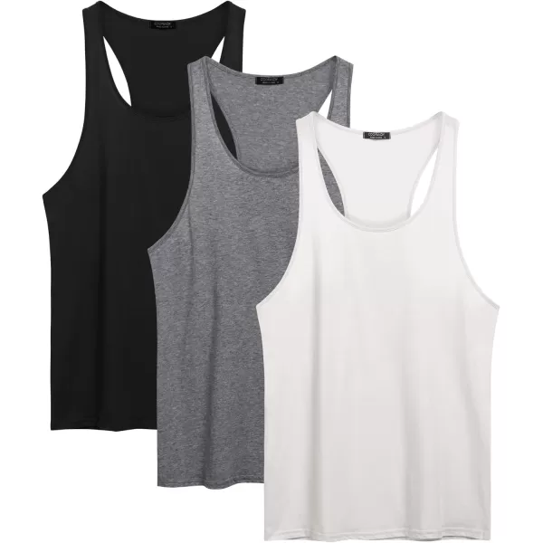 COOFANDY Men's 3 Pack Tank Tops Cotton Performance Sleeveless Casual Classic T Shirts
