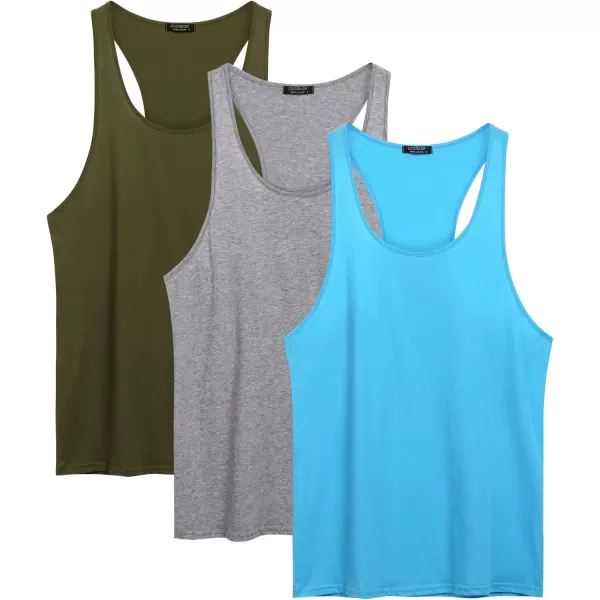 COOFANDY Men's 3 Pack Tank Tops Cotton Performance Sleeveless Casual Classic T Shirts