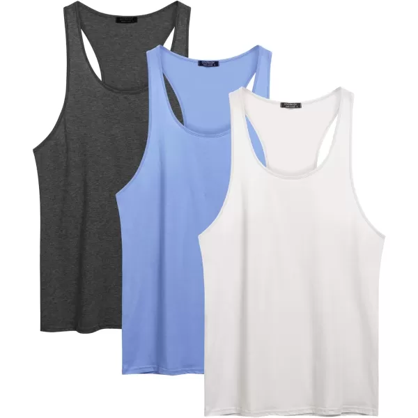 COOFANDY Men's 3 Pack Tank Tops Cotton Performance Sleeveless Casual Classic T Shirts
