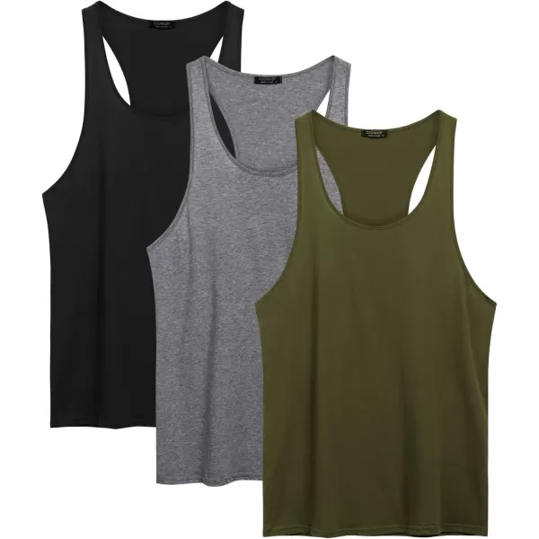 COOFANDY Men's 3 Pack Tank Tops Cotton Performance Sleeveless Casual Classic T Shirts