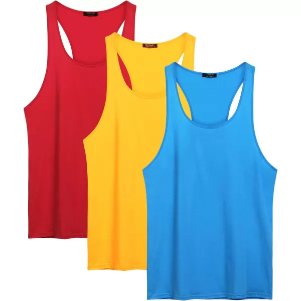 COOFANDY Men's 3 Pack Tank Tops Cotton Performance Sleeveless Casual Classic T Shirts