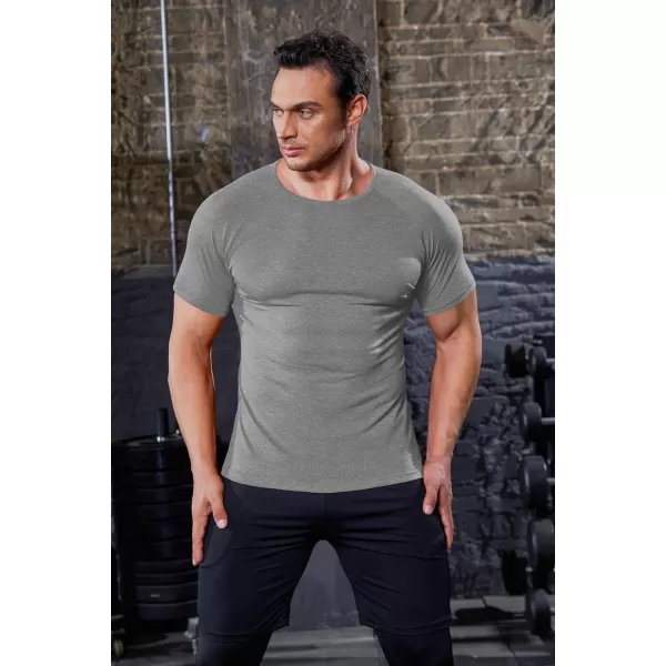 COOFANDY Men's 3 Pack Workout T Shirts Short Sleeve Gym Bodybuilding Muscle Shirts Base Layer Fitness Tee Tops