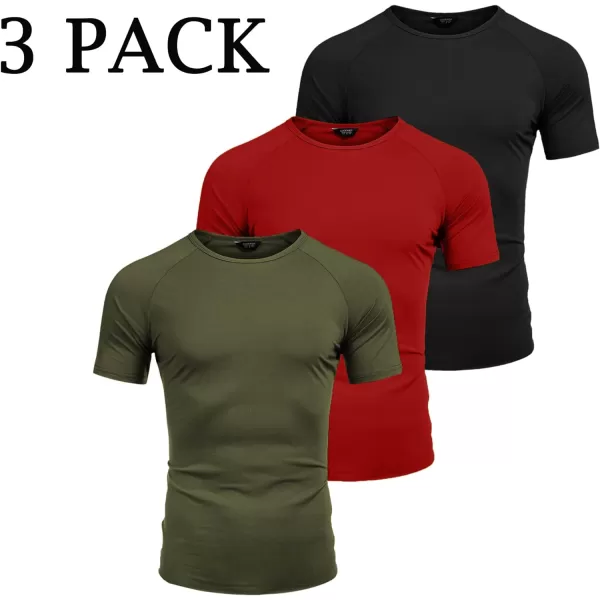 COOFANDY Men's 3 Pack Workout T Shirts Short Sleeve Gym Bodybuilding Muscle Shirts Base Layer Fitness Tee Tops