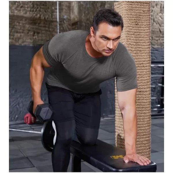 COOFANDY Men's 3 Pack Workout T Shirts Short Sleeve Gym Bodybuilding Muscle Shirts Base Layer Fitness Tee Tops
