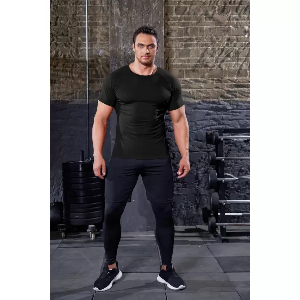 COOFANDY Men's 3 Pack Workout T Shirts Short Sleeve Gym Bodybuilding Muscle Shirts Base Layer Fitness Tee Tops
