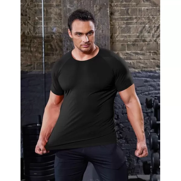 COOFANDY Men's 3 Pack Workout T Shirts Short Sleeve Gym Bodybuilding Muscle Shirts Base Layer Fitness Tee Tops