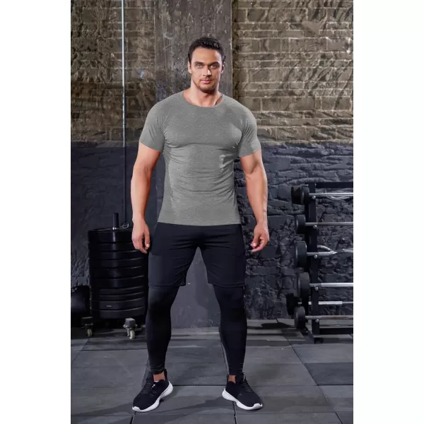 COOFANDY Men's 3 Pack Workout T Shirts Short Sleeve Gym Bodybuilding Muscle Shirts Base Layer Fitness Tee Tops