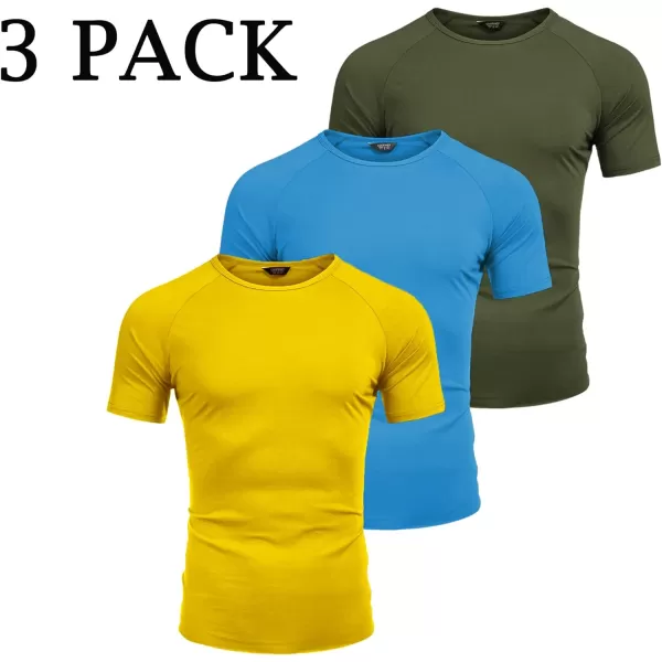 COOFANDY Men's 3 Pack Workout T Shirts Short Sleeve Gym Bodybuilding Muscle Shirts Base Layer Fitness Tee Tops