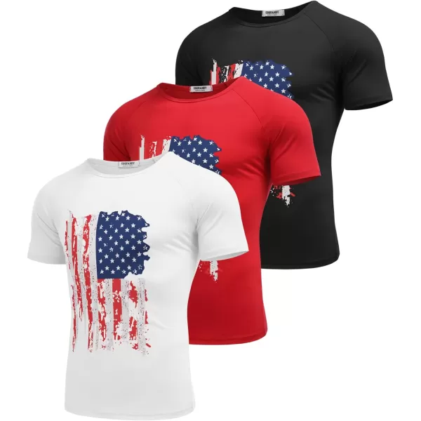COOFANDY Men's 3 Pack Workout T Shirts Short Sleeve Gym Bodybuilding Muscle Shirts Base Layer Fitness Tee Tops