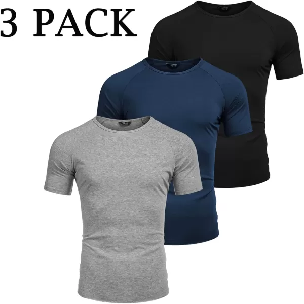 COOFANDY Men's 3 Pack Workout T Shirts Short Sleeve Gym Bodybuilding Muscle Shirts Base Layer Fitness Tee Tops