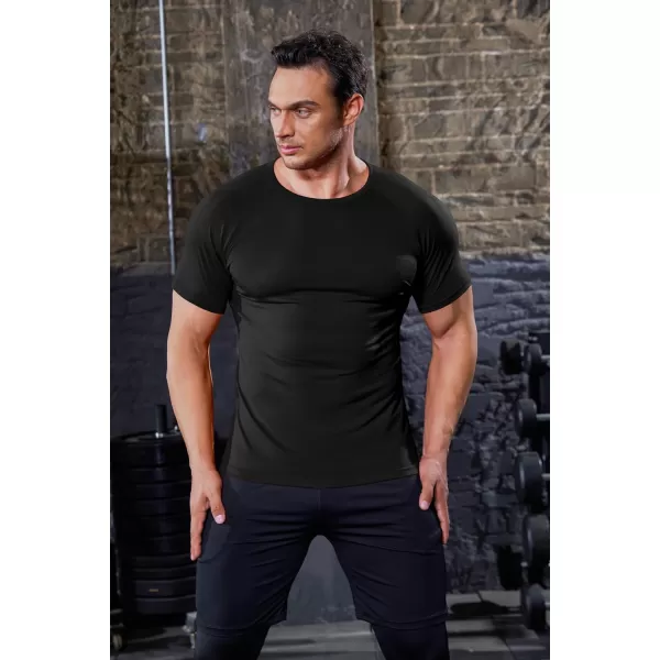 COOFANDY Men's 3 Pack Workout T Shirts Short Sleeve Gym Bodybuilding Muscle Shirts Base Layer Fitness Tee Tops