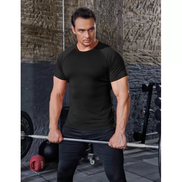 COOFANDY Men's 3 Pack Workout T Shirts Short Sleeve Gym Bodybuilding Muscle Shirts Base Layer Fitness Tee Tops
