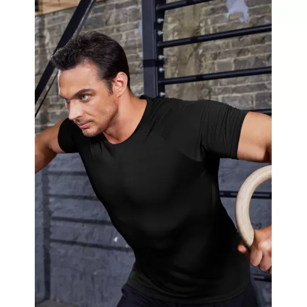 COOFANDY Men's 3 Pack Workout T Shirts Short Sleeve Gym Bodybuilding Muscle Shirts Base Layer Fitness Tee Tops