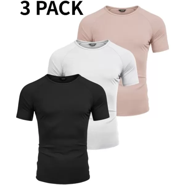 COOFANDY Men's 3 Pack Workout T Shirts Short Sleeve Gym Bodybuilding Muscle Shirts Base Layer Fitness Tee Tops