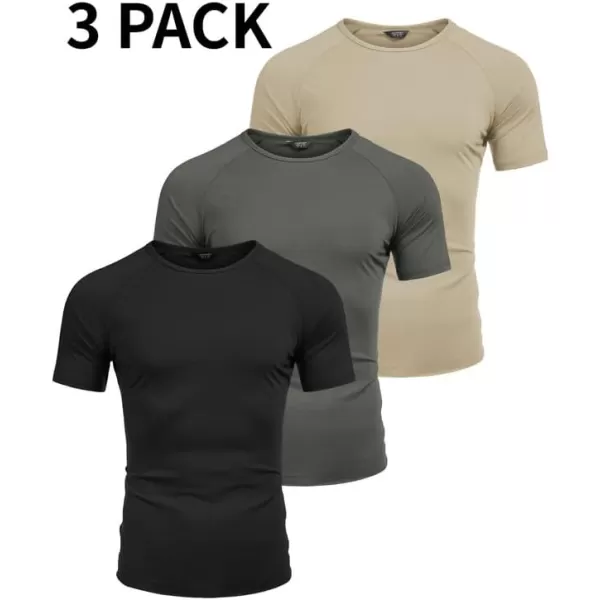 COOFANDY Men's 3 Pack Workout T Shirts Short Sleeve Gym Bodybuilding Muscle Shirts Base Layer Fitness Tee Tops