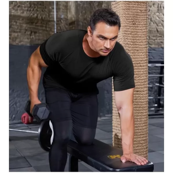 COOFANDY Men's 3 Pack Workout T Shirts Short Sleeve Gym Bodybuilding Muscle Shirts Base Layer Fitness Tee Tops