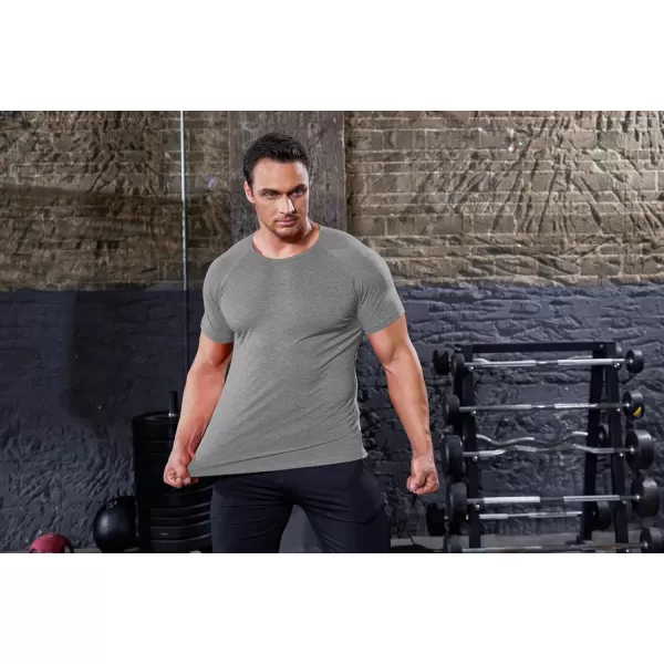 COOFANDY Men's 3 Pack Workout T Shirts Short Sleeve Gym Bodybuilding Muscle Shirts Base Layer Fitness Tee Tops