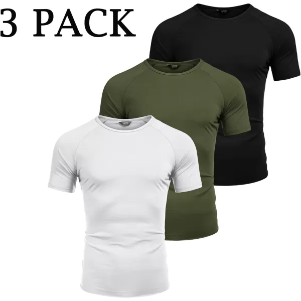 COOFANDY Men's 3 Pack Workout T Shirts Short Sleeve Gym Bodybuilding Muscle Shirts Base Layer Fitness Tee Tops