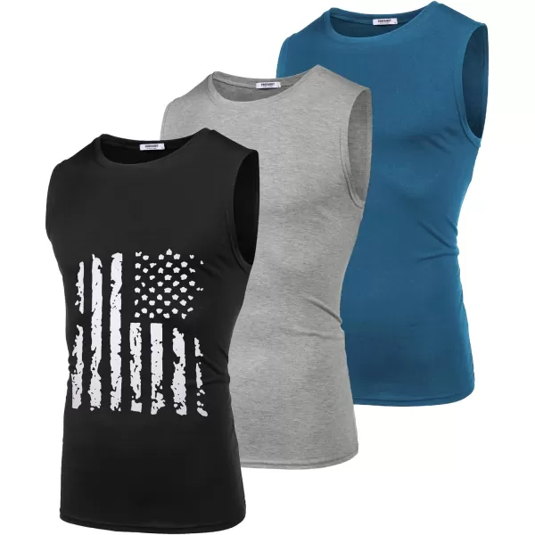 COOFANDY Men's 3 Pack Workout Tank Tops Gym Muscle Tee Bodybuilding Fitness Sleeveless T Shirts